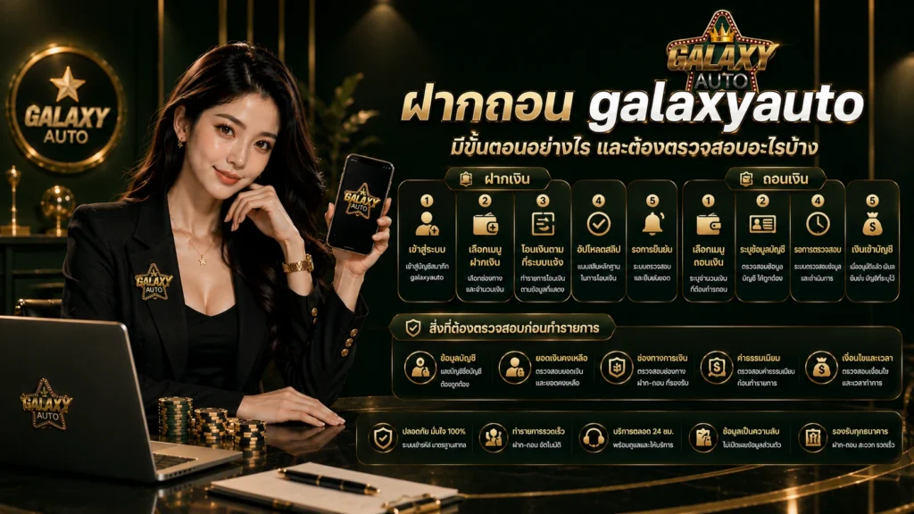 ฝากถอน galaxyauto มีขั้นตอนอย่างไร และต้องตรวจสอบอะไรบ้าง